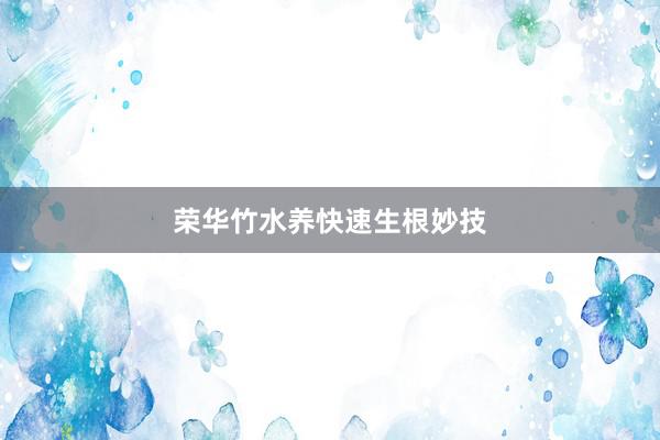 荣华竹水养快速生根妙技